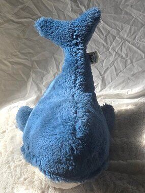 SOLD - Jellycat Wally Whale 12” RETIRED Blue Sea Ocean Mammal Soft Plush Stain